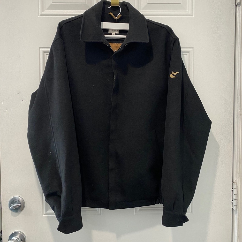 Peter Millar Golf L wool cashmere Jacket Full Zip Collared Black Mens Tom O'Niel